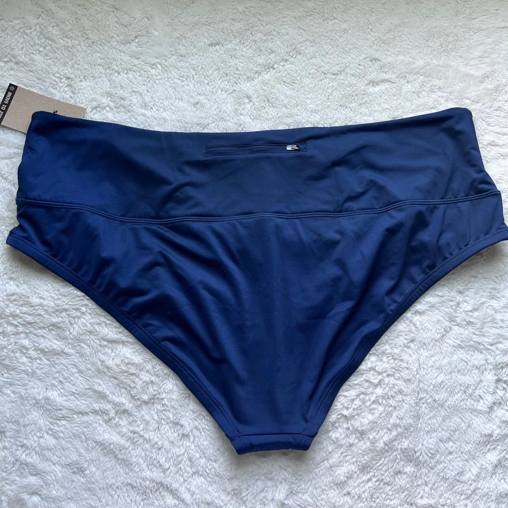 Nike Swim Womens Midnight Navy High Waist Bikini Bottom Size 3X NESSA276-440 New